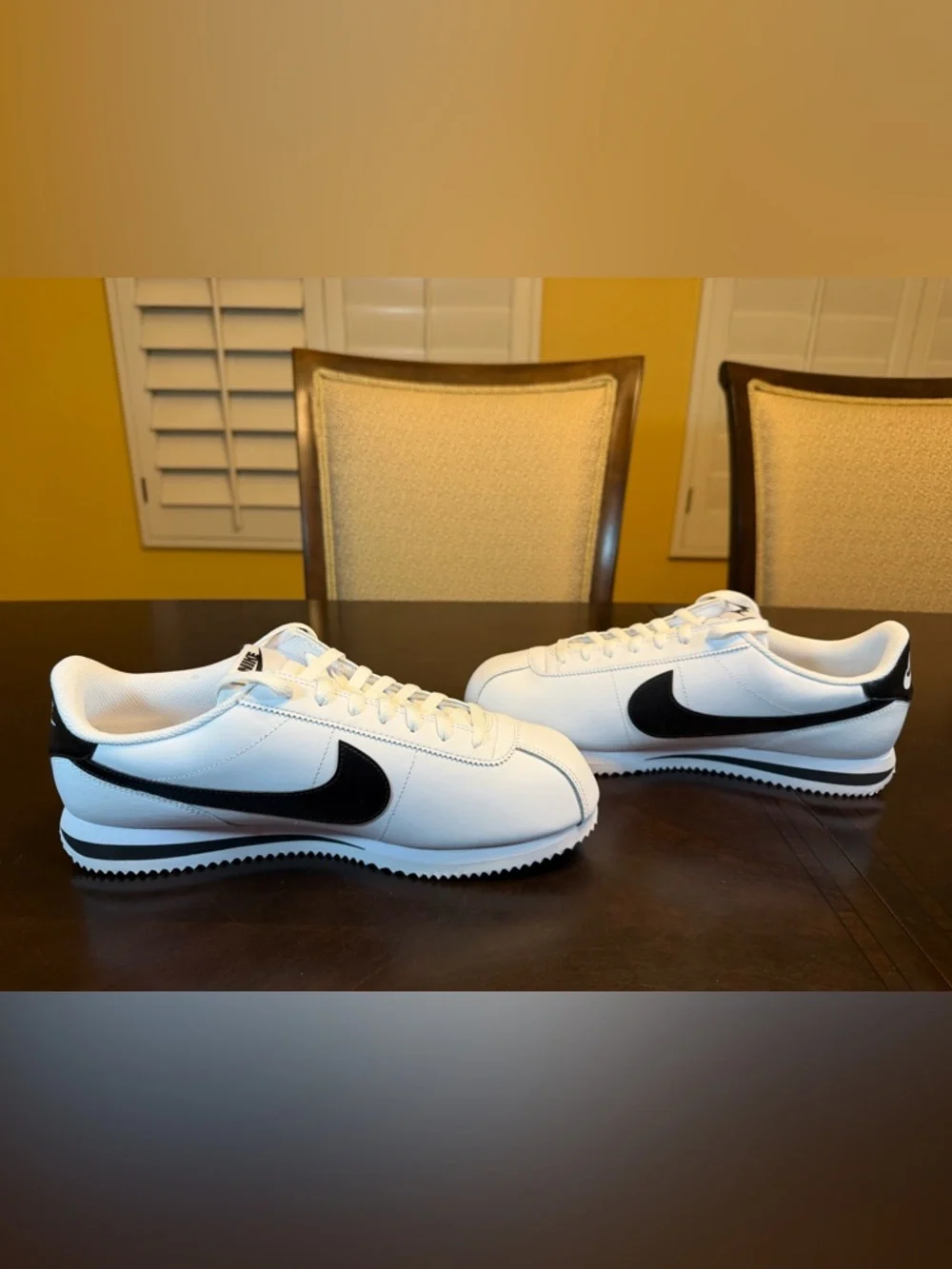 New Nike Cortez Leather White Black Sneaker Shoes Size US 12